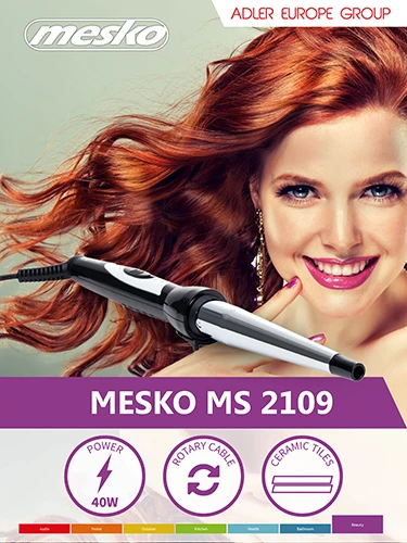 Mesko | Conical Hair Curling Iron | MS 2109 | Garantija 24 mėn. | Ceramic heating system | Barrel diameter 13-25 mm | 40 W | Nerūdijantis plienas/Juodas