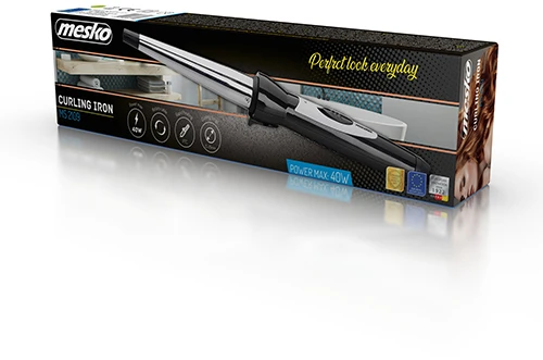Mesko | Conical Hair Curling Iron | MS 2109 | Garantija 24 mėn. | Ceramic heating system | Barrel diameter 13-25 mm | 40 W | Nerūdijantis plienas/Juodas