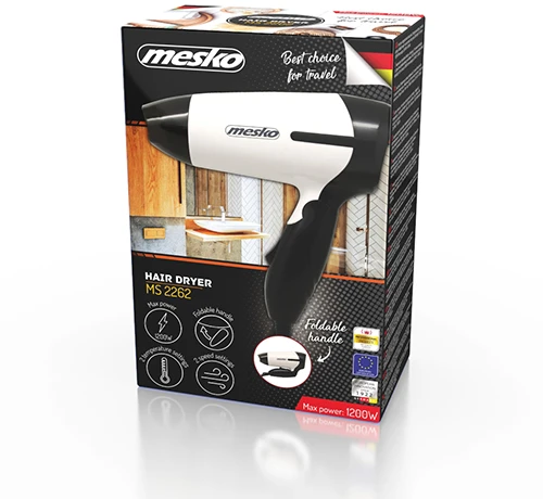 Mesko | Plaukų džiovintuvas | MS 2262 | 1000 W | Number of temperature settings 2 | Juodas/Baltas