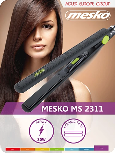 Mesko | Hair straightener | MS 2311 | Garantija 24 mėn. | Ceramic heating system | 35 W | Juodas
