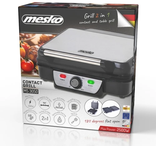 Mesko | Grilis | MS 3050 | Contact grill | 1800 W | Juodas/Nerūdijantis plienas