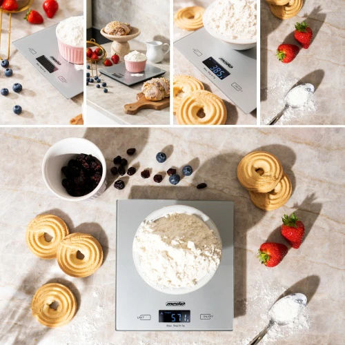 Virtuvinės svarstyklės Mesko | Virtuvės svarstyklės | MS 3145 | Maksimalus svoris (talpa) 5kg | Graduacija 1 g | Ekrano tipo LCD | Sidabrinis