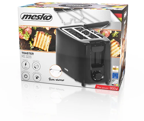 Mesko | Skrudintuvas | MS 3220 | Galia 750 W | Lizdų skaičius 2 | Korpuso medžiaga Plastikas | Juodas
