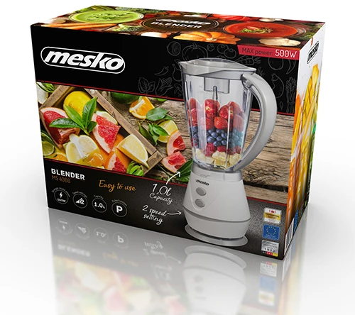 Mesko | MS 4060 | Stalviršis | 500 W | Stiklainio medžiaga Plastikas | Stiklainio talpa 1 L | Baltas/ pilkas