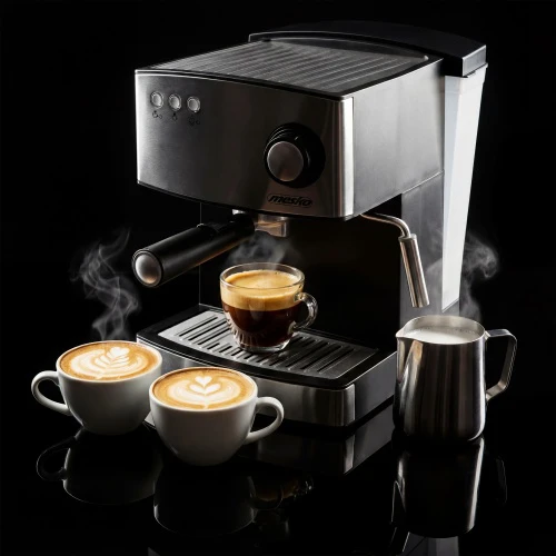 Kavos aparatas Mesko | Espresso Aparatas | MS 4403 | Slėgis 15 bar | Su pieno plakikliu | Semi-automatinis | 850 W | Nerūdijantis plienas/Juodas