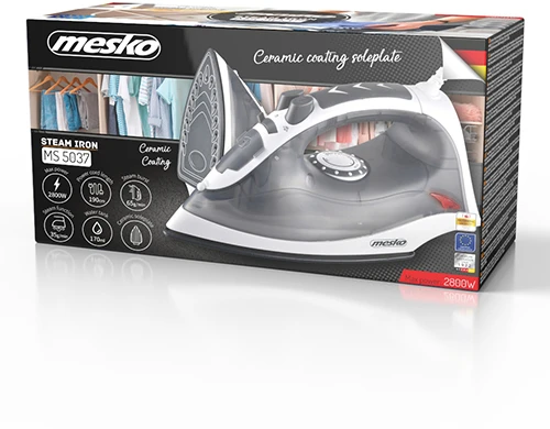 Mesko | MS 5037 | Garų lygintuvas | 2800 W | Vanduo tank capacity 170 ml | Continuous steam 35 g/min | Pilkas