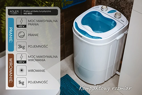 Skalbimo mašina pusiau automatinė Mesko MS 8053, Baltos spalvos