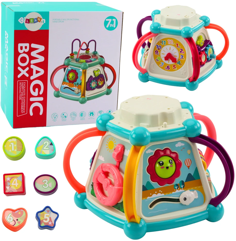 Lean Toys Daugiafunkcis edukacinis kubas 7 viename su garsais ir šviesomis