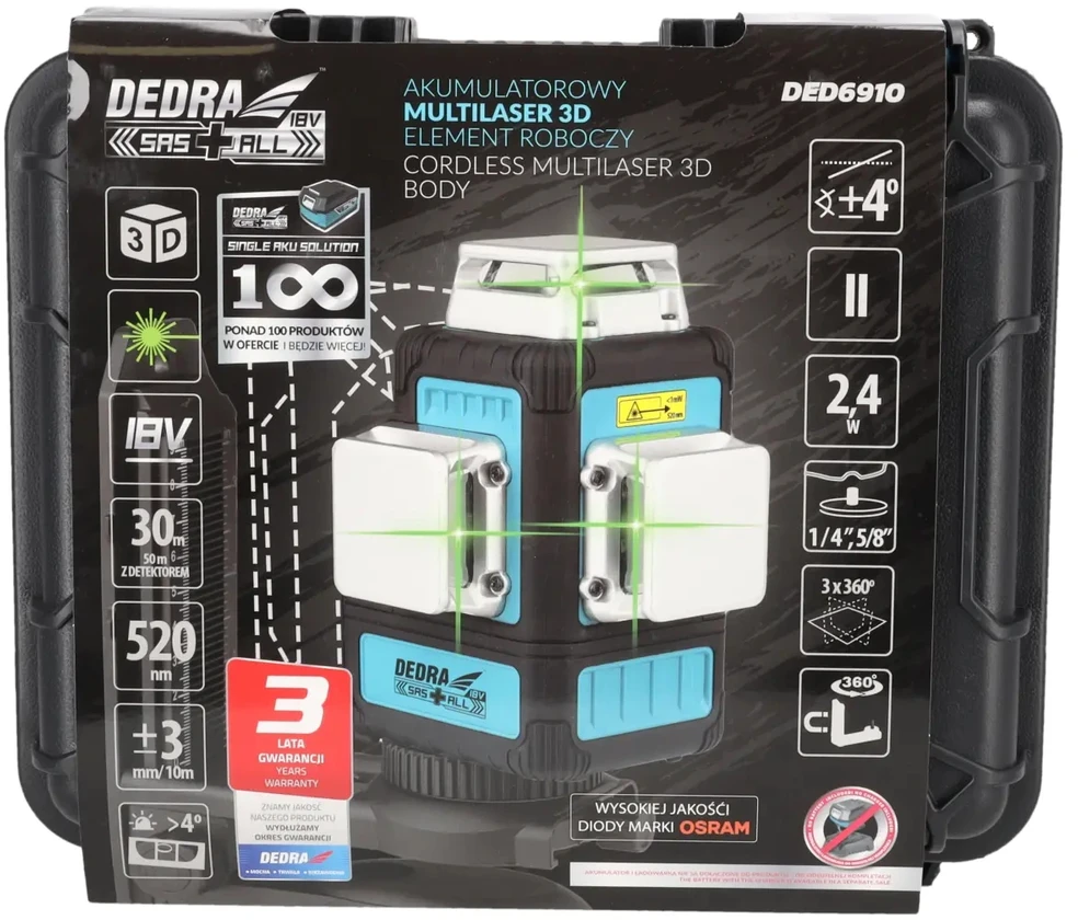 Dedra „Multilaser 3d 18v“, žalias, SAS korpusas