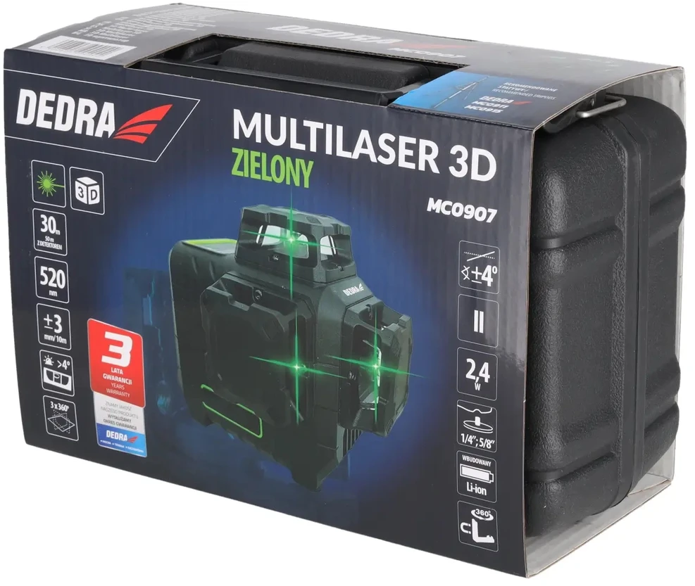 Dedra Multilaser 3D daugiasluoksnis lazeris, žali, aštrūs diodai