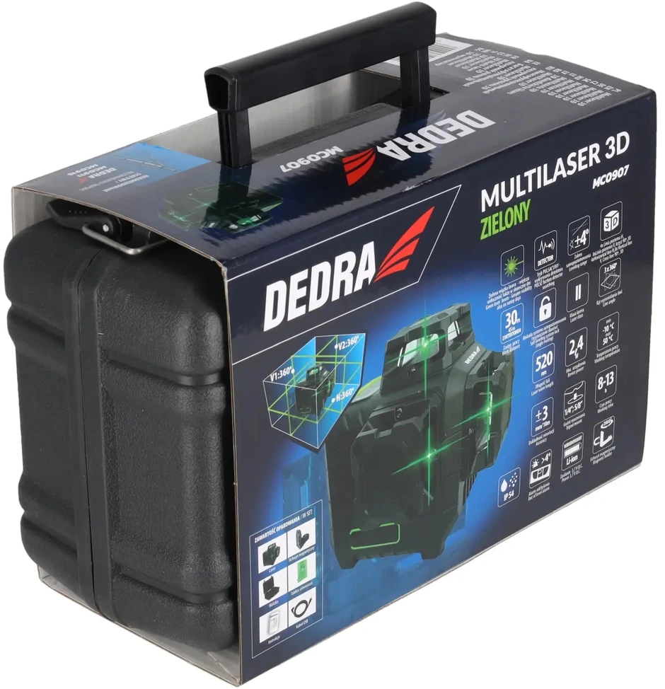 Dedra Multilaser 3D daugiasluoksnis lazeris, žali, aštrūs diodai