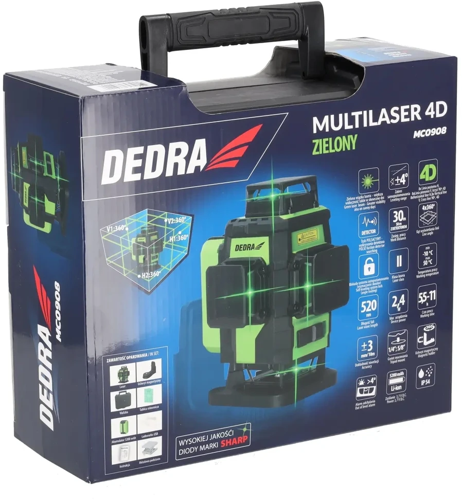 Dedra Multilaser Daugiasluoksnis 4d, žalias, aštrūs diodai