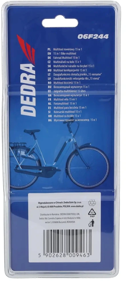 Dedra Multitool Daugiafunkcinis dviračių remonto rinkinys, 15 dalių, CRV