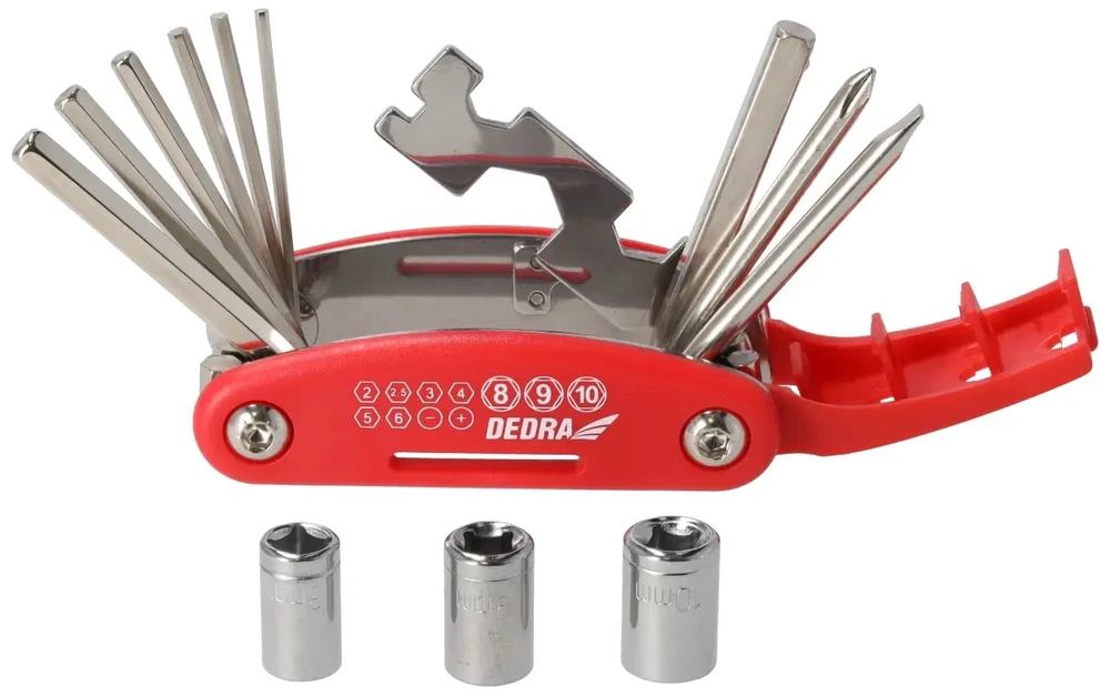 Dedra Multitool Daugiafunkcinis dviračių remonto rinkinys, 15 dalių, CRV