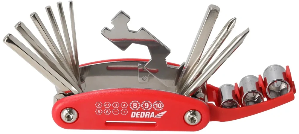 Dedra Multitool Daugiafunkcinis dviračių remonto rinkinys, 15 dalių, CRV
