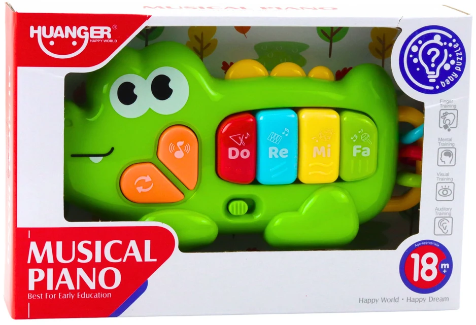 Lean Toys Muzikinis pianinas vaikams krokodilo forma 19.5 cm