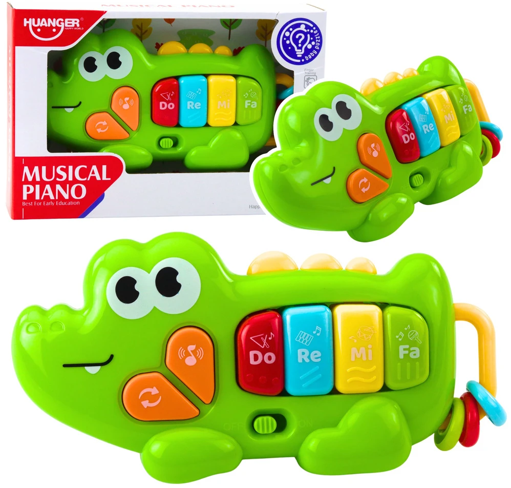 Lean Toys Muzikinis pianinas vaikams krokodilo forma 19.5 cm