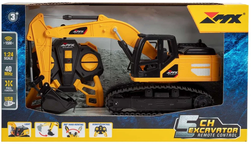 MX R/C Constructions - Ekskavatorius, nuotoliniu būdu valdomas 1:24, 2,4 GHz, 3,7 V, 500 mAh, 6 kanalai (471460)