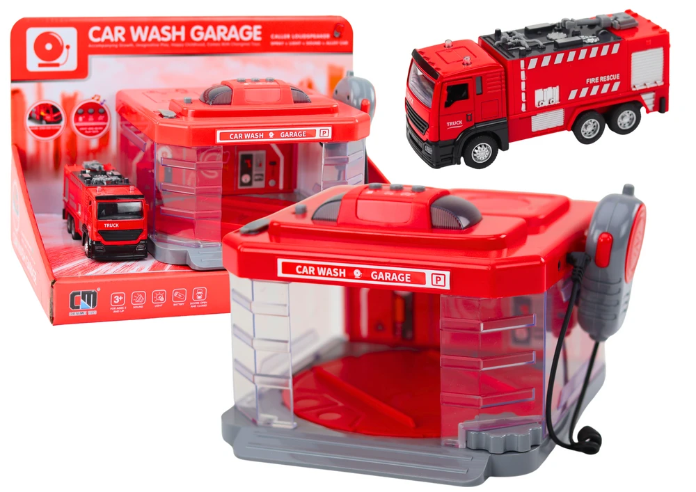 Lean Toys Gaisrinės Garažas su Šviesos ir Garso Efektais, Vandens Purškimo Funkcija