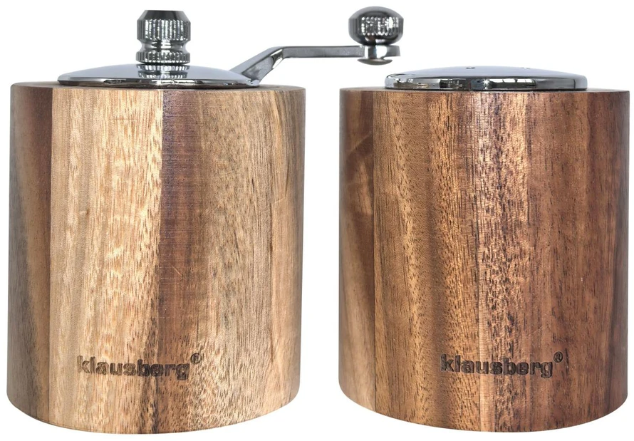 Młynek Pipirų malūnėlis su druskine - rinkinys, akacijos mediena, keraminis mechanizmas, Klausberg, kb-7859