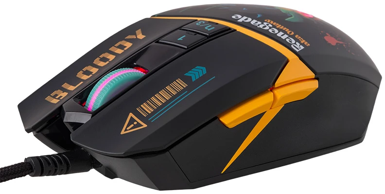 Pelė Myszka žaidimams A4Tech Bloody W63 Max RENEGADE su laidu 12000 dpi optinė juoda