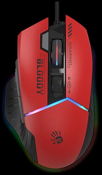 Pelė Myszka žaidimams A4Tech Bloody W95Max su laidu 12000 dpi optinė raudona