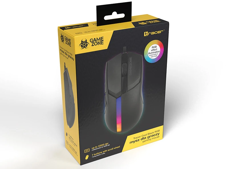 Pelė Myszka žaidimams Tracer GameZone Cool su laidu 12000 dpi optinė juoda