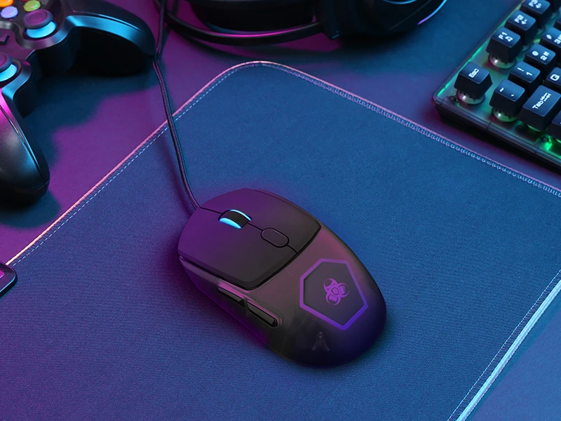 Pelė Myszka žaidimams Tracer GameZone NEON su laidu 12400 dpi optinė juoda