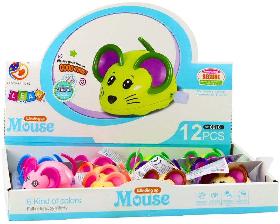 Lean Toys Mechaninė pelė, 8 cm, įvairios spalvos