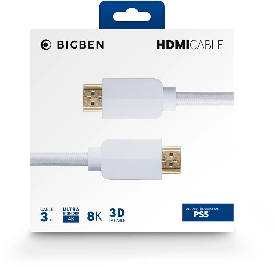 NACON PS5 HDMI kabelis 2.1 4K ULTRA HD/8K - 3M | Baltas