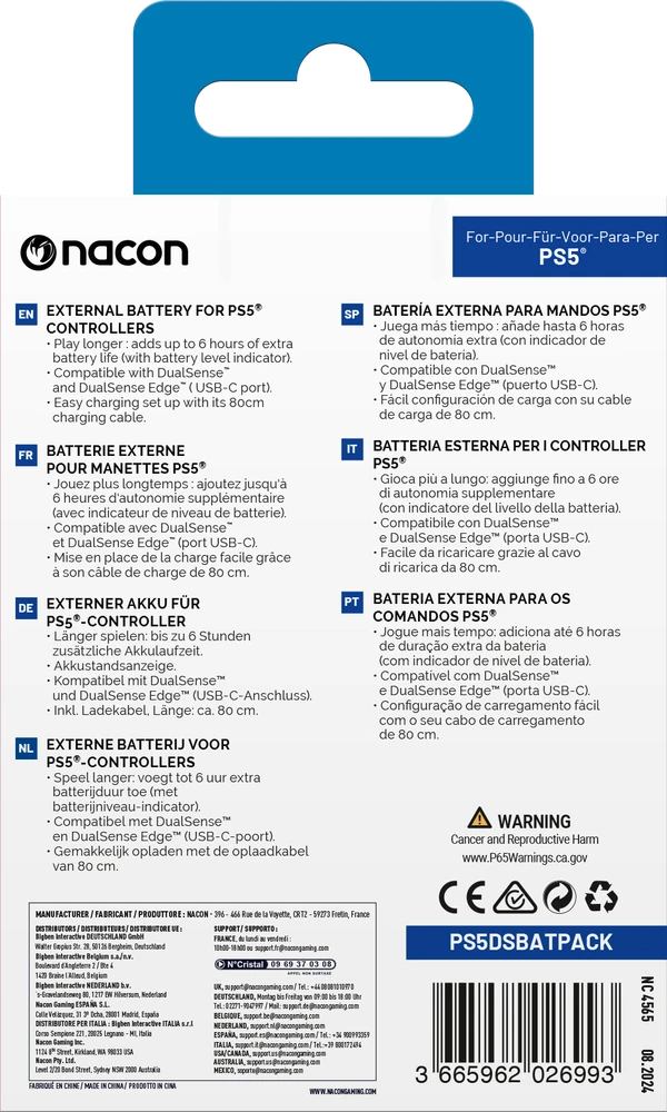 Nacon Išorinė baterija skirta Dualsense ir Dualsense Edge PS5 valdikliams