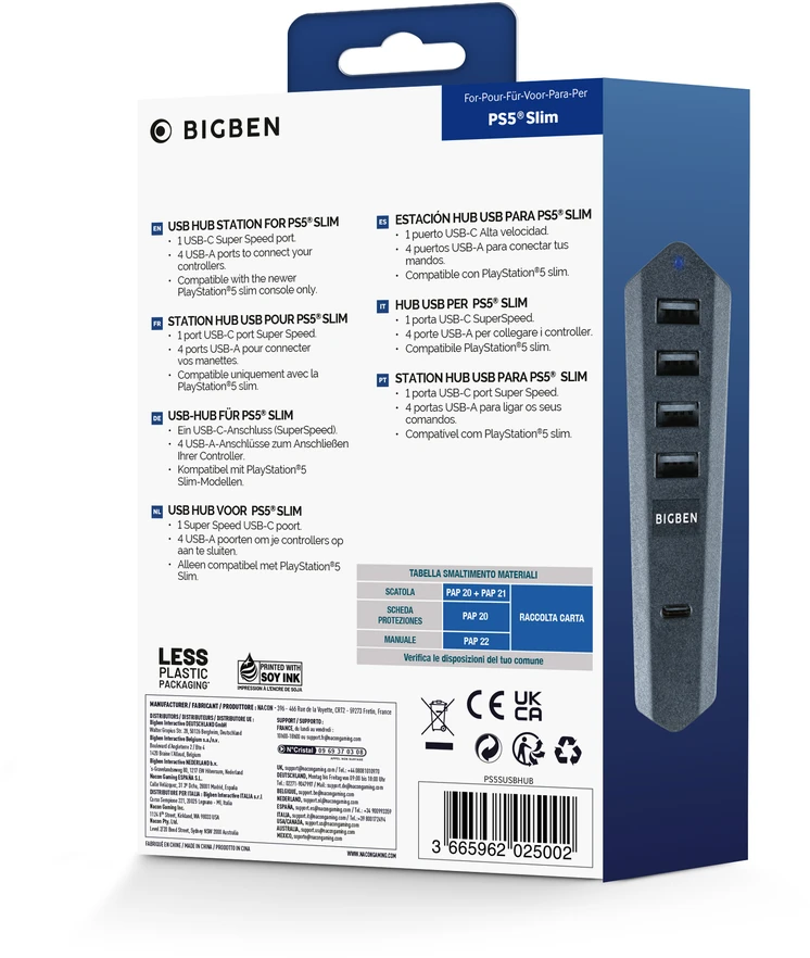 Nacon USB šakotuvas juodas PS5 plonas