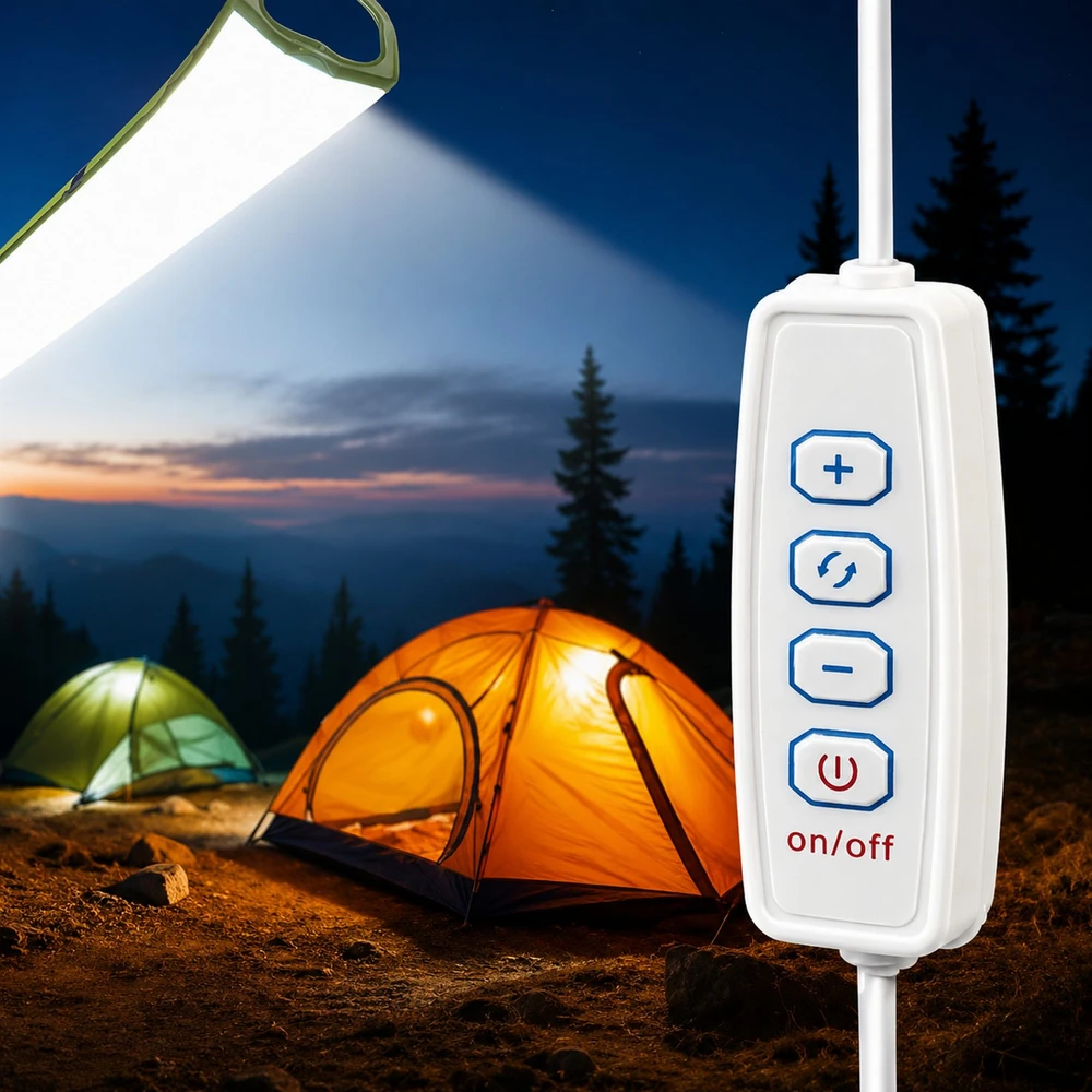 Nadmuchiwana Pripučiama LED stovyklavimo lempa žygiams ir stovyklavimui su USB, 90x12 cm, 500 lm