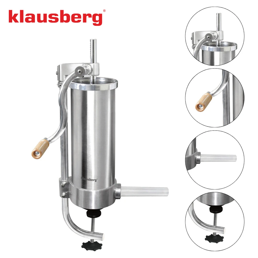 Mėsmalė Nadziewarka Dešrų kimštuvas, 3kg talpos, vertikalus, nerūdijančio plieno, Klausberg, kb-7926