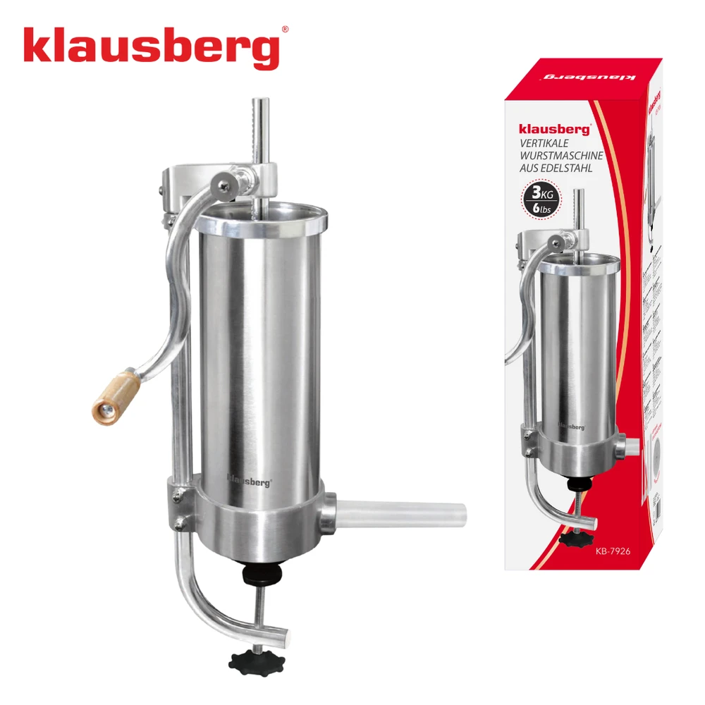 Mėsmalė Nadziewarka Dešrų kimštuvas, 3kg talpos, vertikalus, nerūdijančio plieno, Klausberg, kb-7926