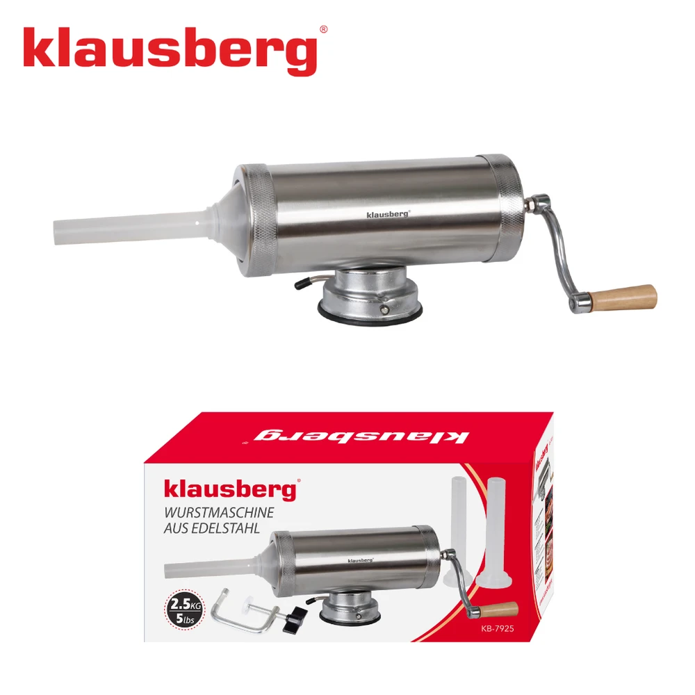 Nadziewarka Dešrų kimštuvas, talpa 2,5kg, horizontalus, nerūdijančio plieno, Klausberg, kb-7925
