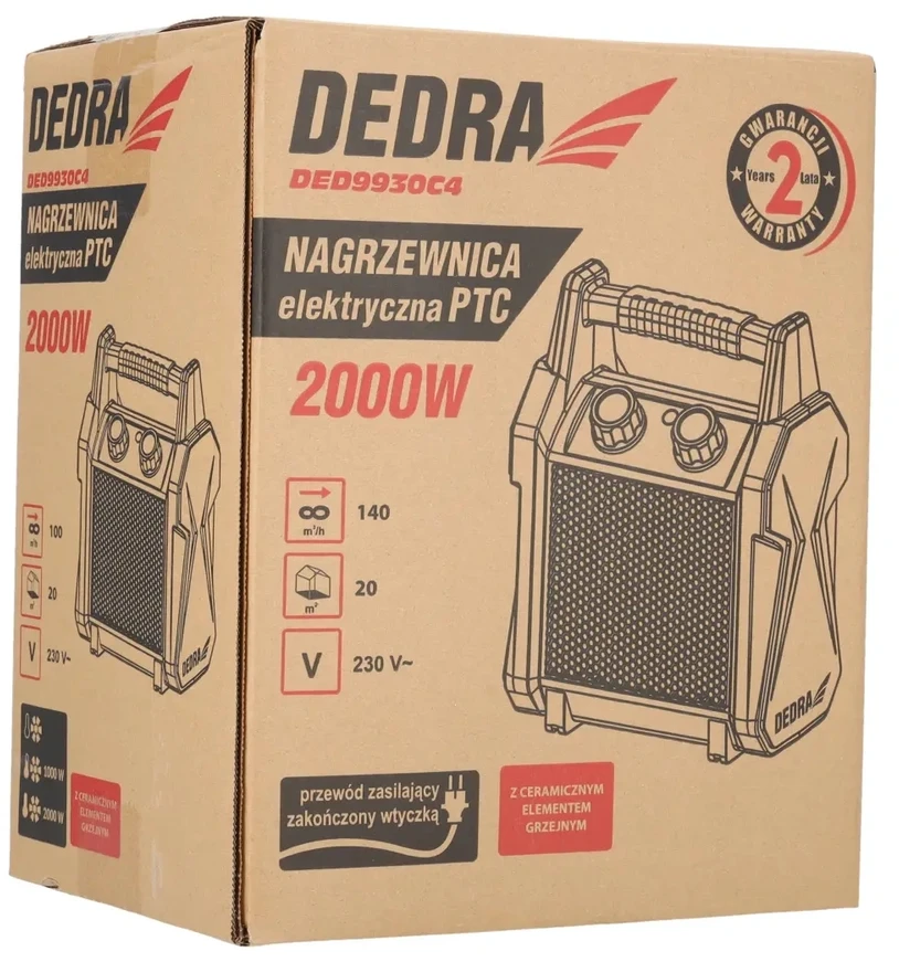 Dedra Nagrzewnica PTC elektrinis šildytuvas 2,0 kW plastikinis korpusas