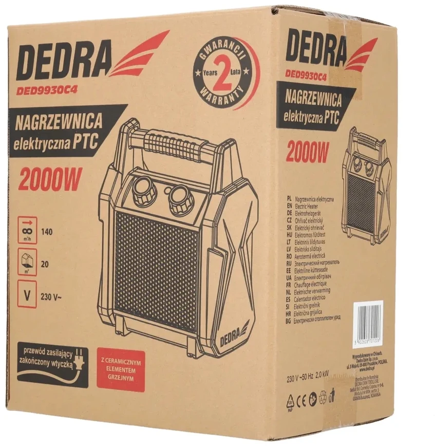 Dedra Nagrzewnica PTC elektrinis šildytuvas 2,0 kW plastikinis korpusas