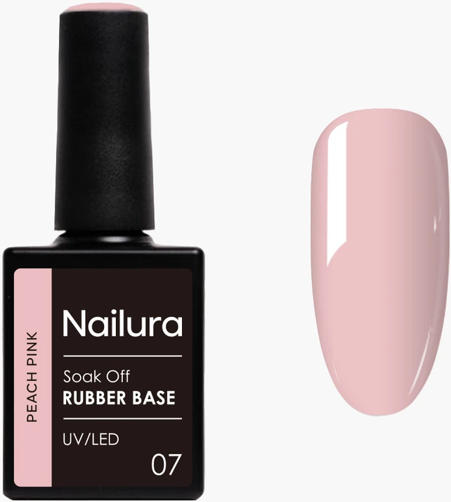 Nailura - Kaučiuko bazė 7 - Persikų rožinė - 10 ml
