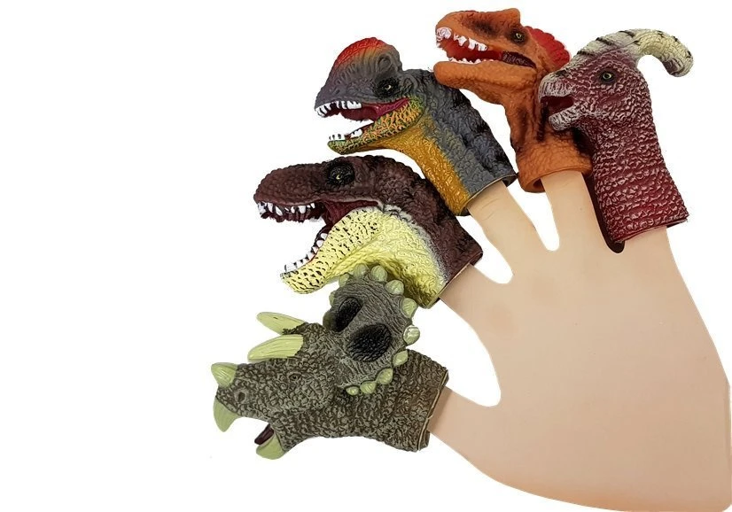 Nakładki Guminės dinozaurų pirštų lėlės, 5 vnt.