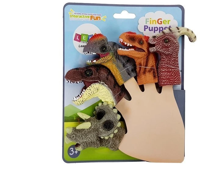 Nakładki Guminės dinozaurų pirštų lėlės, 5 vnt.