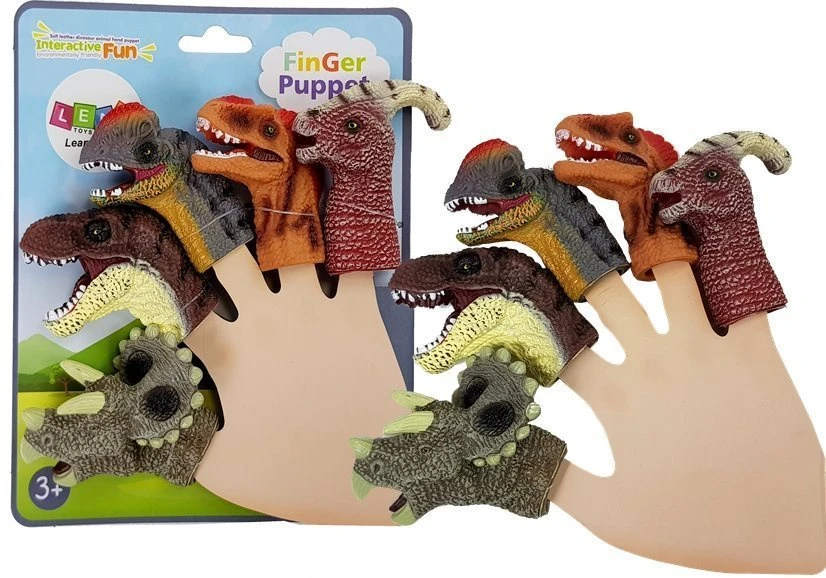 Nakładki Guminės dinozaurų pirštų lėlės, 5 vnt.