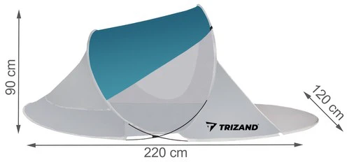 Trizand Paplūdimio palapinė 220x120x90cm. - turkis - pilka