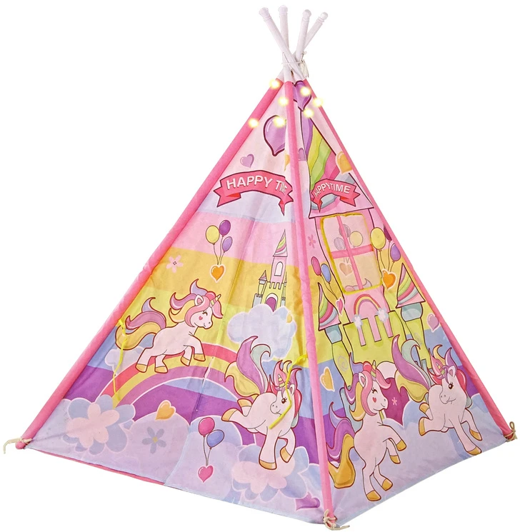 Lean Toys Vaikiška indėniška palapinė Unicorn Ponies Rožinė