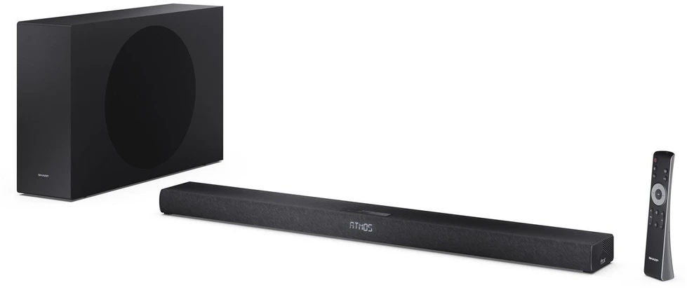 Namų kino sistema Sharp 2.1ch Ultra-slim Dolby Atmos/DTS Virtual: X Soundbar with Wireless Subwoofer | HT-SBW320 | 360 W | Bluetooth | Belaidė jungtis | Juodas
