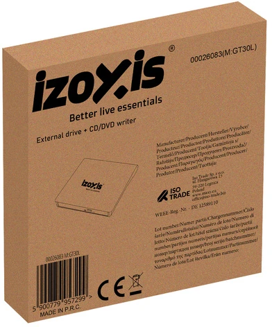 Išorinis diskas + CD/DVD įrašymo įrenginys Izoxis 26083