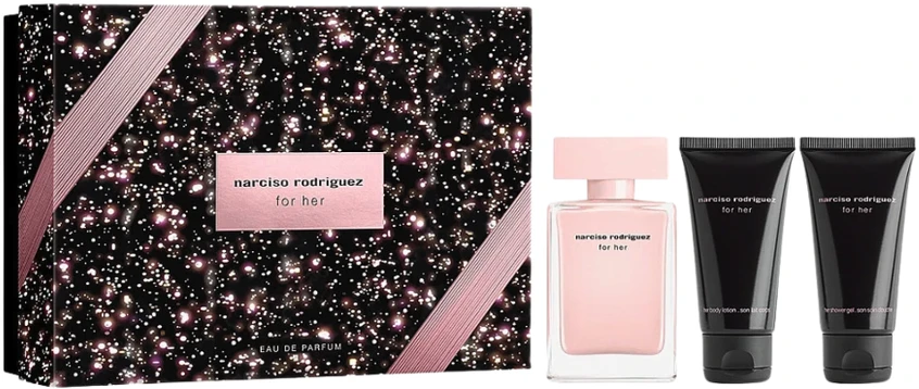 Rinkinys Narciso Rodriguez: Jai, Kvapusis vanduo, Moterims, 50 ml + Jai, Drėkinamasis, Kvepalai kūnui, 50 ml + Jai, Valomasis, S