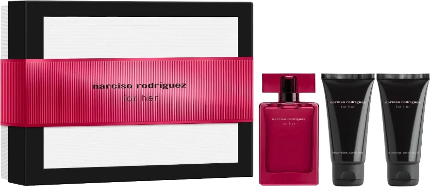 Narciso Rodriguez – dovanų rinkinys – moterims – EDP Intense 50 ml + kūno losjonas 50 ml + dušo želė 50 ml