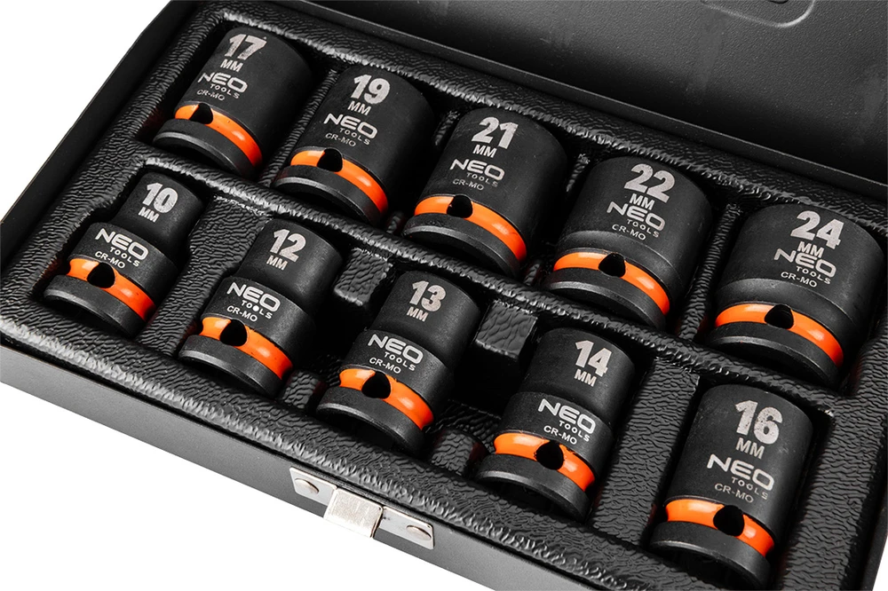 Neo Šešiakampių smūginių lizdų rinkinys 10-24mm 10vnt (12-101)