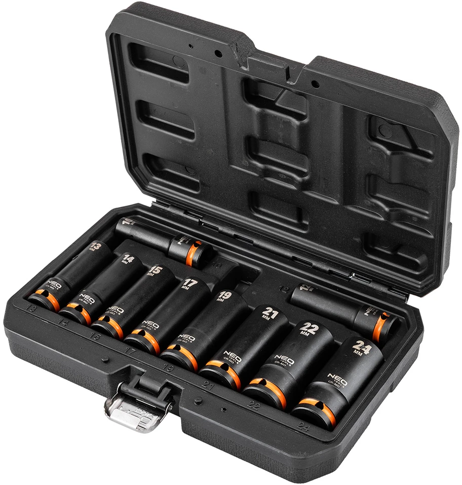 Neo Smūginių dangtelių komplektas 6 kampų 10-24 mm ilgio 10vnt. (12-107)